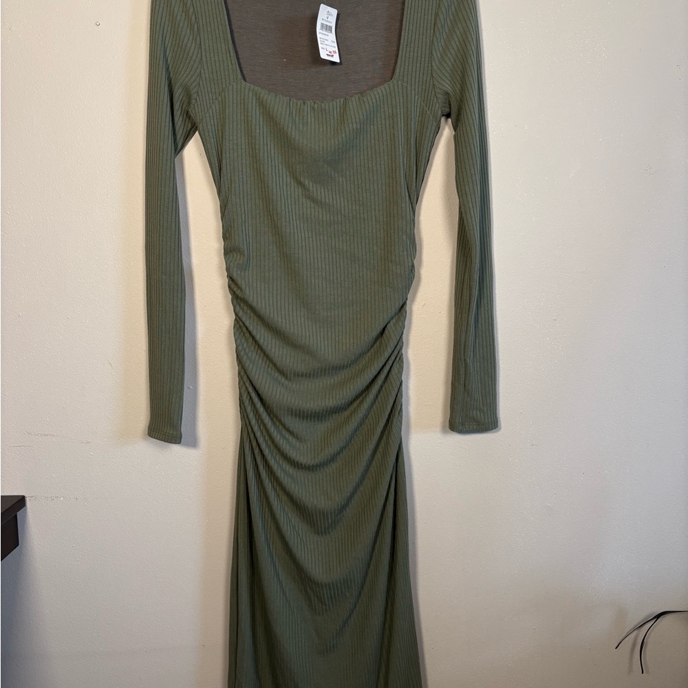 Olive Green Long Sleeve Dress